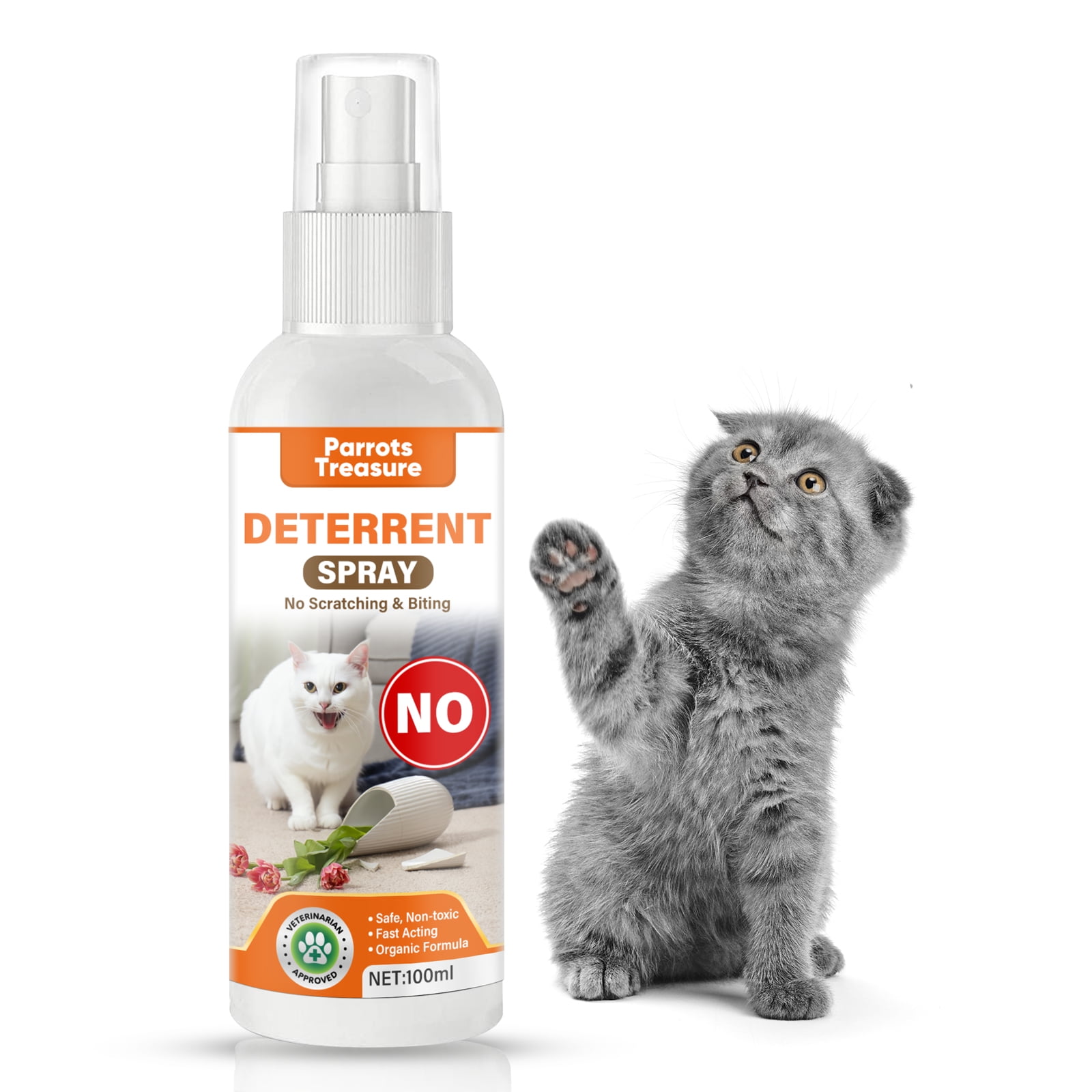 Cat Deterrent Spray, Natural Cat Deterrent for Pet Behavior Training, Prevent Scratching, Digging & Biting