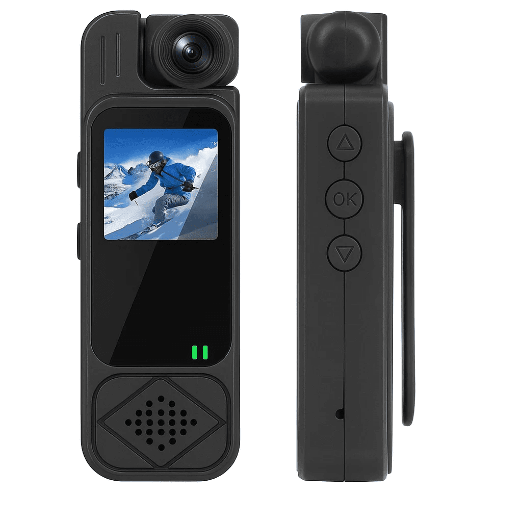 Action Camera, Mini Vlogging Camera, Body Camera Wearable Video Recorder, 180? Wide Angle Rotating Lens for Bike Cycling, Pet, Vlogging