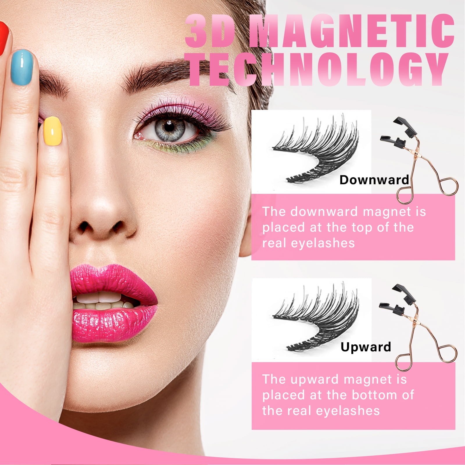 Magnetic Eyelashes with Applicator, Natural Looking Magnetic Lashes Reusable Fake Eyelashes No Glue Needed Easy to Wear and Remove